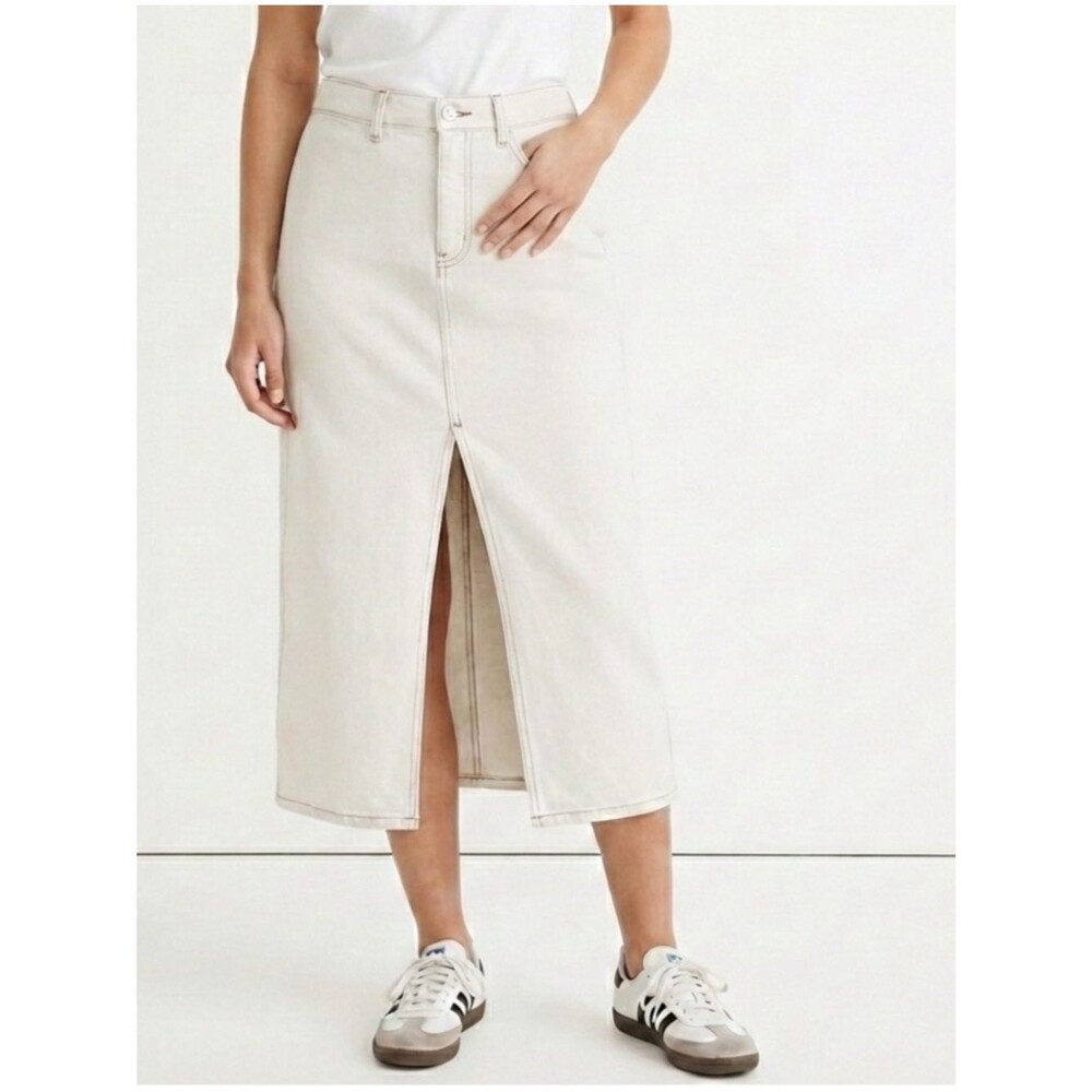 DALA Denim Neat Maxi skirt in Salt color 100% organic cotton sz 25 NWT